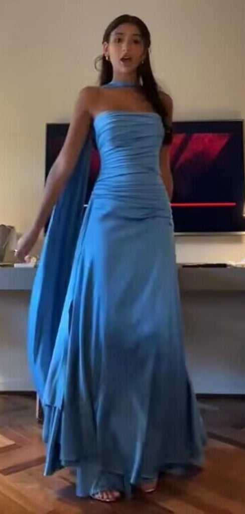 Sexy Sweetheart Sleeveless Mermaid Satin Long Prom Dresses Online, OL497