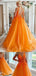 Elegant V-neck Halter A-line Long Prom Dress With Trailing Online, OL309