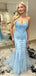 Elegant Spaghetti Strap Sleeveless Mermaid Lace Long Prom Dresses  For Party Online, OL361