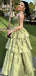 Formal Sweetheart Sleeveless A-line Satin Ruffles Long Prom Dresses Online, OL553