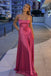 Soft Spaghetti Strap Sleeveless A-line Satin Long Prom Dresses Online, OL571