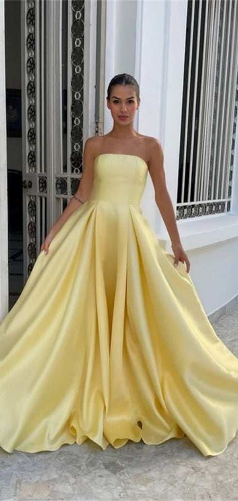 Formal Sweetheart Sleeveless A-line Satin Evening Prom Dresses Online, OLP898