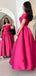 Formal Off-shoulder Sleeveless A-line Satin Long Evening Prom Dresses Online, OLP693