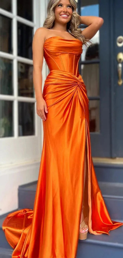 Sexy Sweetheart Mermaid Satin Long Prom Dress With Trailing Online, OL281