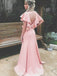 A-line Simple Split V-back Bridesmaid Dress with Ruffles, BD0537