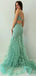 Gorgeous Spaghetti Strap Sleeveless Tulle Mermaid Lace Long Prom Dresses With Trailing For Party Online, OL350