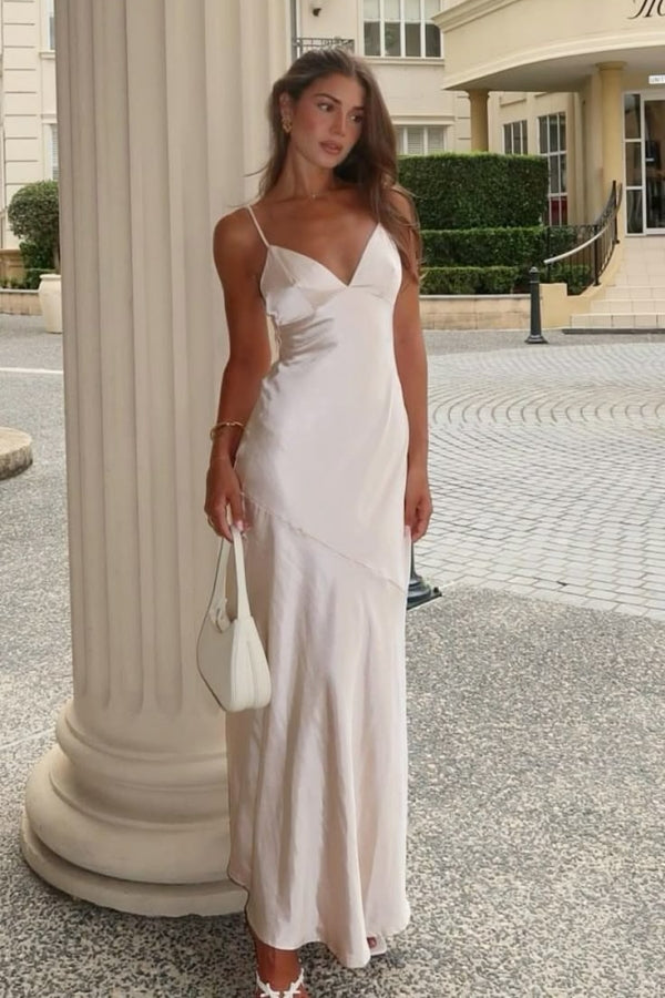 Soft Spaghetti Strap Sleeveless Mermaid Satin Evening Prom Dresses Online, OLP1075