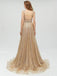 Sexy Gold Deep V Neck Sparkly Popular Evening Formal Long Prom Dresses,OLP1729