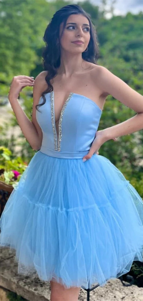 Elegant Sweetheart Sleeveless Short A-line Tulle Homecoming Dresses For Party Online, HD0885