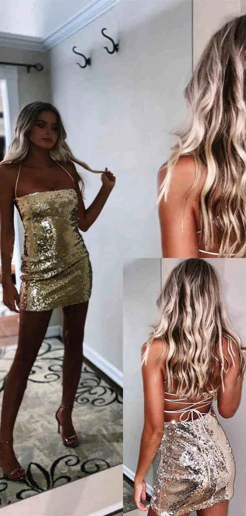 Sexy Spaghetti Strap Sleeveless Mermaid Sequin Homecoming Dresses For Party Online, HD1072