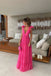 Formal V-neck Sleeveless A-line Satin Evening Prom Dresses Online, OLP799