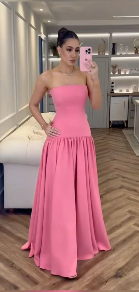 Cute Sweetheart Sleeveless A-line Satin Long Evening Prom Dresses Online, OLP788