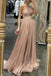 Shiny One-shoulder Sleeveless A-line Sequin Long Prom Dresses With Trailing Online, OL561