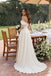 Classy Off-Shoulder Wedding Dresses Long Lace Sleeve Satin Slit Bridal Gown,WD0591