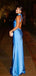 Simple Halter Sleeveless Mermaid Satin Long Prom Dresses Online, OL533