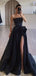 Formal Sweetheart Sleeveless A-line Satin Black Long Evening Prom Dresses Online, OLP629