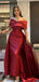 Formal Off-shoulder Sleeveless Mermaid Satin Red Long Prom Dresses Online, OLP617