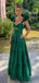 Soft Spaghetti Strap Sleeveless A-line Satin Evening Prom Dresses Online, OLP851