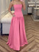 Cute Sweetheart Sleeveless A-line Satin Long Evening Prom Dresses Online, OLP788