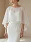 White Chiffon Bridal Cape Ivory Wedding Cover Up