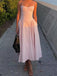 Spaghetti Strap Sleeveless A-line Crepe Pink Long Prom Dresses Online, OL510