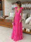 Formal V-neck Sleeveless A-line Satin Evening Prom Dresses Online, OLP799