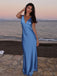 Soft V-neck Sleeveless Mermaid Satin Evening Prom Dresses Online, OLP1013