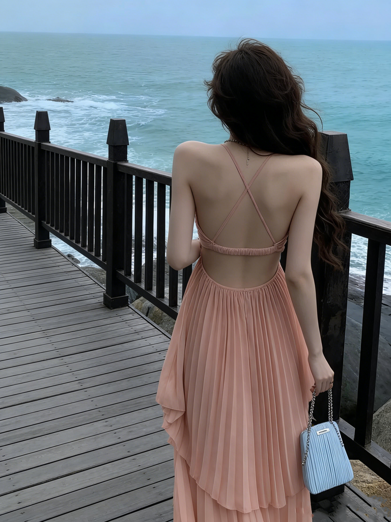 Unique Pink Spaghetti Strap A-Line Long Prom Dress Ideas, Evening Party Dresses, OLP1579