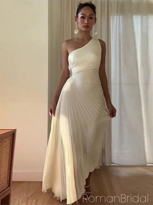 Soft One-shoulder Sleeveless Mermaid Satin Evening Prom Dresses Online, OLP1021