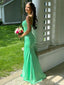 Sexy Spaghetti Strap Sleeveless Mermaid Satin Evening Prom Dresses Online, OLP981