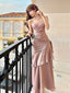 Sexy Spaghetti Strap Sleeveless Mermaid Satin Long Evening Prom Dresses Online, OLP701