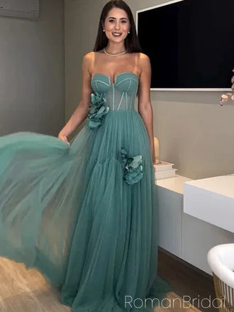 Unique Sweetheart Sleeveless A-line Chiffon Evening Prom Dresses Online, OLP1137