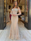 Elegant Sweetheart Full Sleeve Mermaid Tulle Long Prom Dresses Online, OLP601