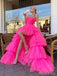 Unique Sweetheart Sleeveless A-line Tulle Ruffles Long Prom Dresses Online, OL465