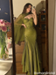 Sexy Olive Green Mermaid Prom Dress Sweetheart Neck Sleeveless Beaded Gown,OLP2353
