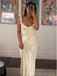 Soft Spaghetti Strap Sleeveless Mermaid Satin Evening Prom Dresses Online, OLP1071