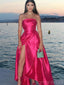 Formal Sweetheart Sleeveless A-line Satin Long Evening Prom Dresses Online, OLP721