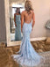 Unique Spaghetti Strap Sleeveless Mermaid Lace Long Prom Dresses With Trailing Online, OL481