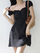 Sexy Sweetheart Cap Sleeve Mermaid Satin Short Black Homecoming Dresses For Party Online, HD1044