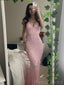 Elegant V-neck Sleeveless Mermaid Satin Evening Prom Dresses Online, OLP878