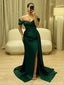 Soft Off-shoulder Sleeveless Mermaid Satin Long Evening Prom Dresses Online, OLP757