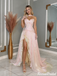 Glamorous Pink Metallic Shimmer Prom Dress Corset High Low Party Gown,OLP2457