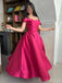 Formal Off-shoulder Sleeveless A-line Satin Long Evening Prom Dresses Online, OLP693