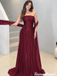 Sexy Draped Ruched Strapless Mermaid Burgundy Prom Dress ,OLP2411
