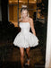 Simple Sweetheart Sleeveless A-line Satin White Homecoming Dresses  For Party Online, HD1104