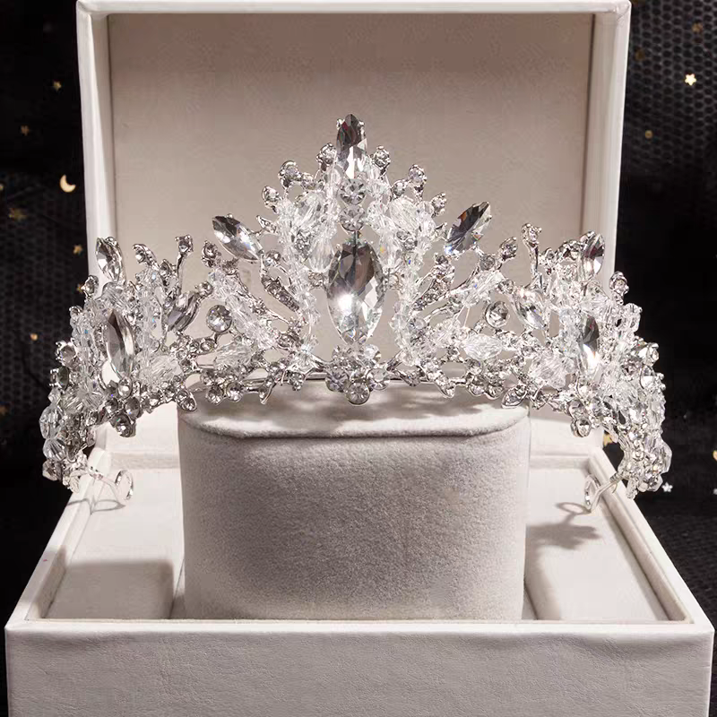 White Flower Girl Crystal Crown – Elegant Kids Wedding Tiara