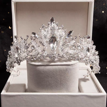 White Flower Girl Crystal Crown – Elegant Kids Wedding Tiara