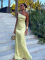 Formal Asymmetric Sleeveless Mermaid Satin Long Evening Prom Dresses Online, OLP784