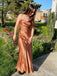 Soft Spaghetti Strap Sleeveless Mermaid Satin Evening Prom Dresses Online, OLP989