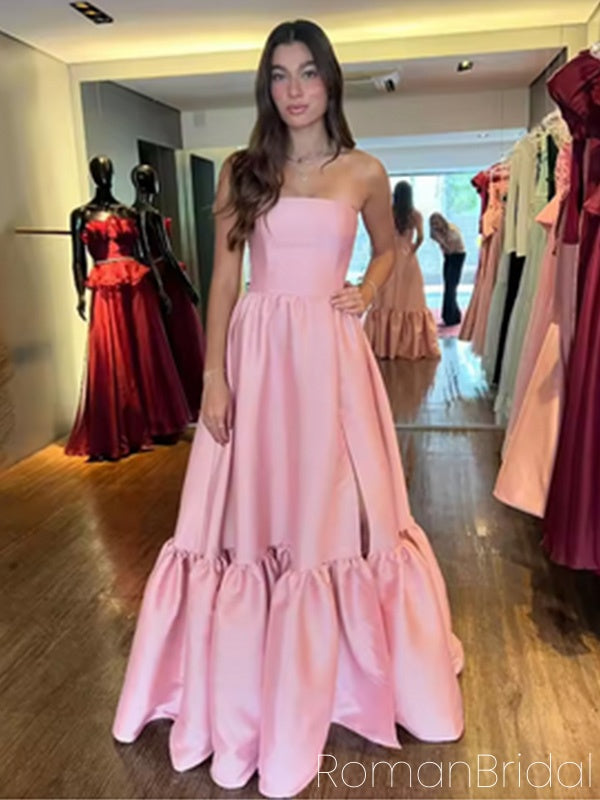 Cute Sweetheart Sleeveless A-line Satin Evening Prom Dresses Online, OLP862